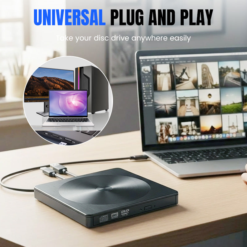 Externer DVD/CD-Brenner & Player – USB 3.0, kompatibel mit Laptop, Desktop & All-in-One 💻📀