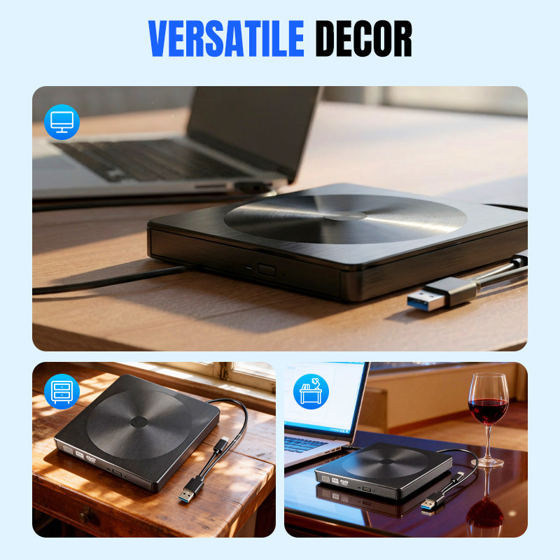 Externer DVD/CD-Brenner & Player – USB 3.0, kompatibel mit Laptop, Desktop & All-in-One 💻📀