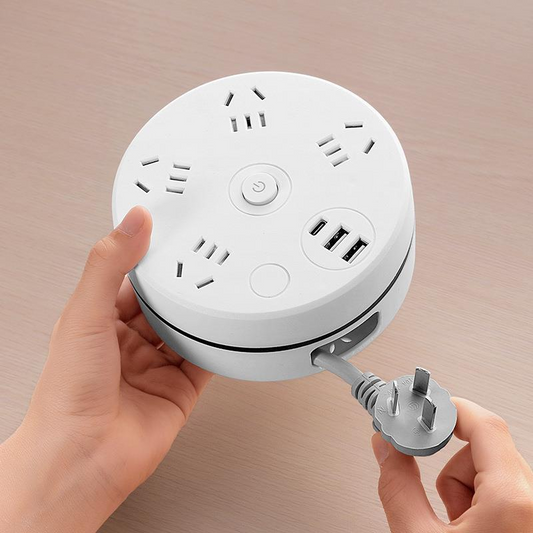 Runde Steckdosenleiste mit Kabelaufwicklung – Mit Schalter & USB-Ladeanschlüssen für Zuhause 🔌🏠