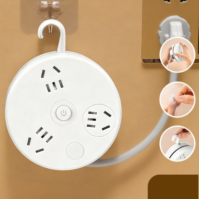 Runde Steckdosenleiste mit Kabelaufwicklung – Mit Schalter & USB-Ladeanschlüssen für Zuhause 🔌🏠