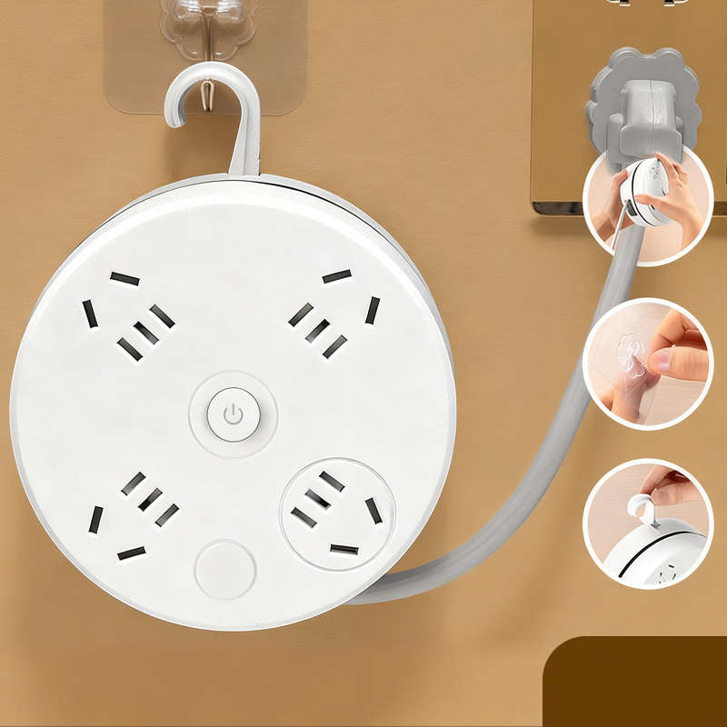 Runde Steckdosenleiste mit Kabelaufwicklung – Mit Schalter & USB-Ladeanschlüssen für Zuhause 🔌🏠