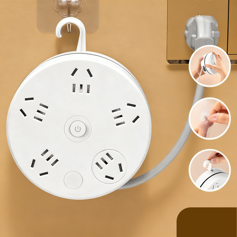Runde Steckdosenleiste mit Kabelaufwicklung – Mit Schalter & USB-Ladeanschlüssen für Zuhause 🔌🏠