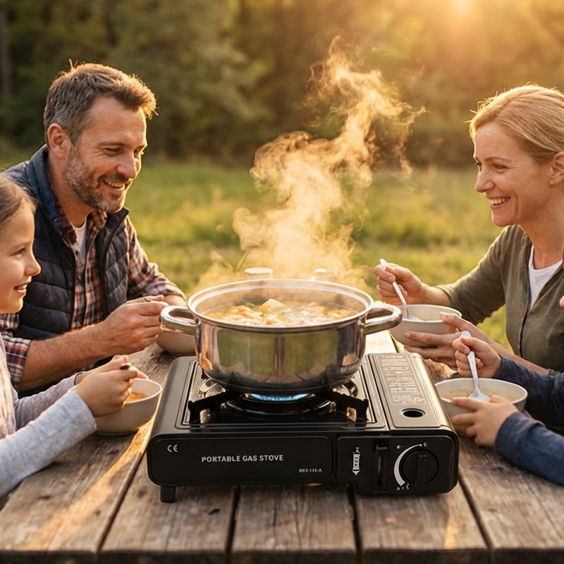 🔥 50% RABATT! 🏕️ Tragbarer Kocher für Butan & Flüssiggas – Dual-Fuel-Kompatibilität, 2900 W Leistung & Ultra-Tragbares Design für Camping ⛺
