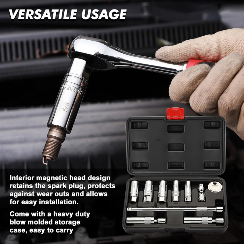 10-teiliges magnetisches Dreh-Zündkerzenstecknuss-Set