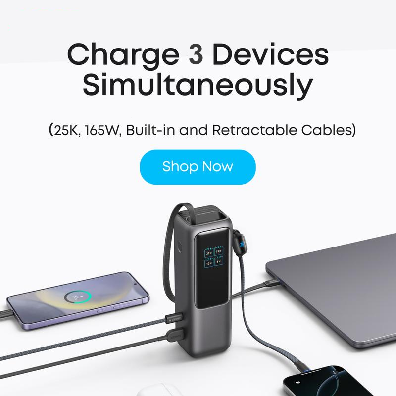 🔥-50% Aktion – Nur solange der Vorrat reicht⏳Tragbares Ladegerät mit integriertem Kabel