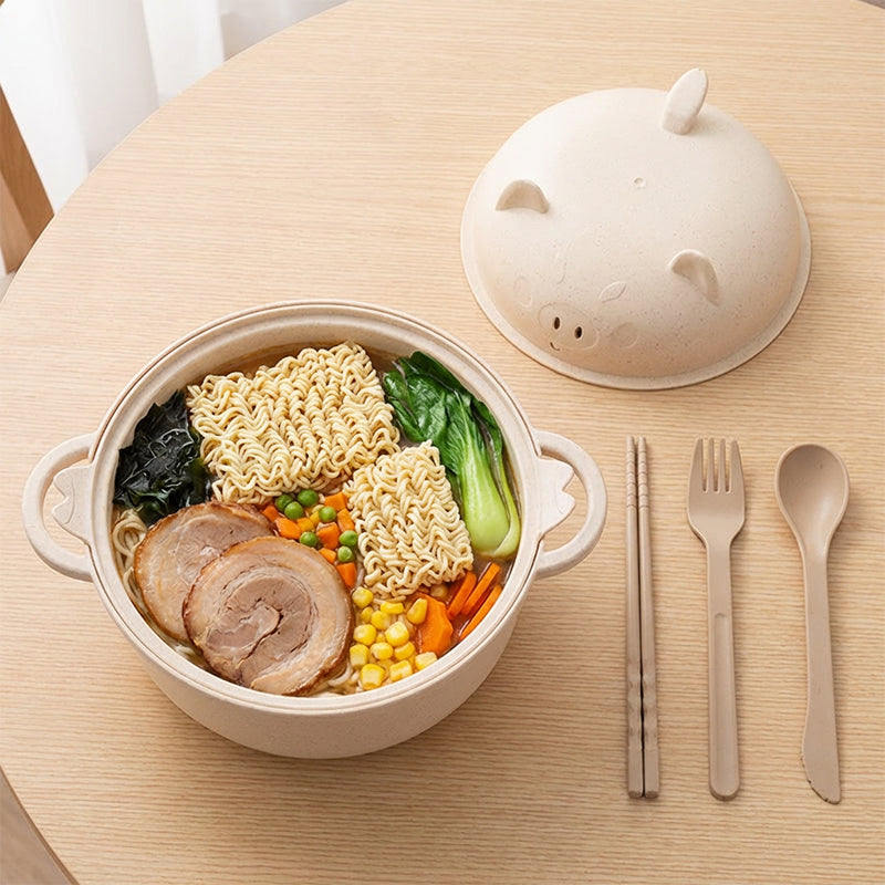 1300ml Instant Noodle Bowl Set mit Deckel & Besteck