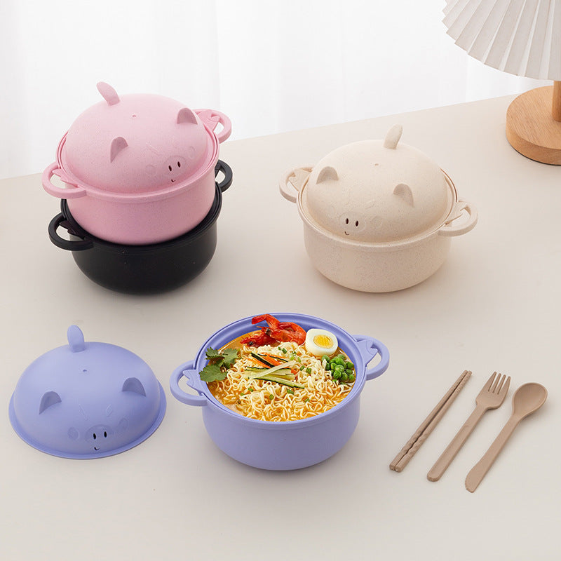 1300ml Instant Noodle Bowl Set mit Deckel & Besteck