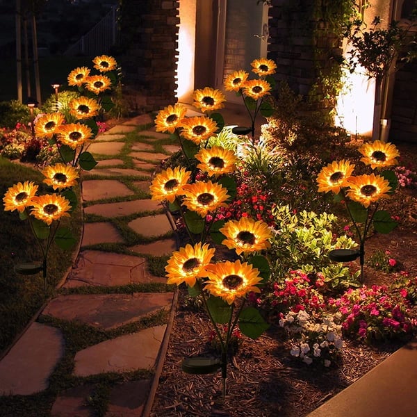 🌻✨ Lebensechte Blüten, IP65 wasserdicht & automatische Dämmerungssensor (8-12h Leuchtdauer)