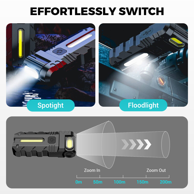Mini LED Taschenlampe – Starke Leuchtkraft, Magnet & Seitenscheinwerfer für Outdoor & Notfälle 🔦
