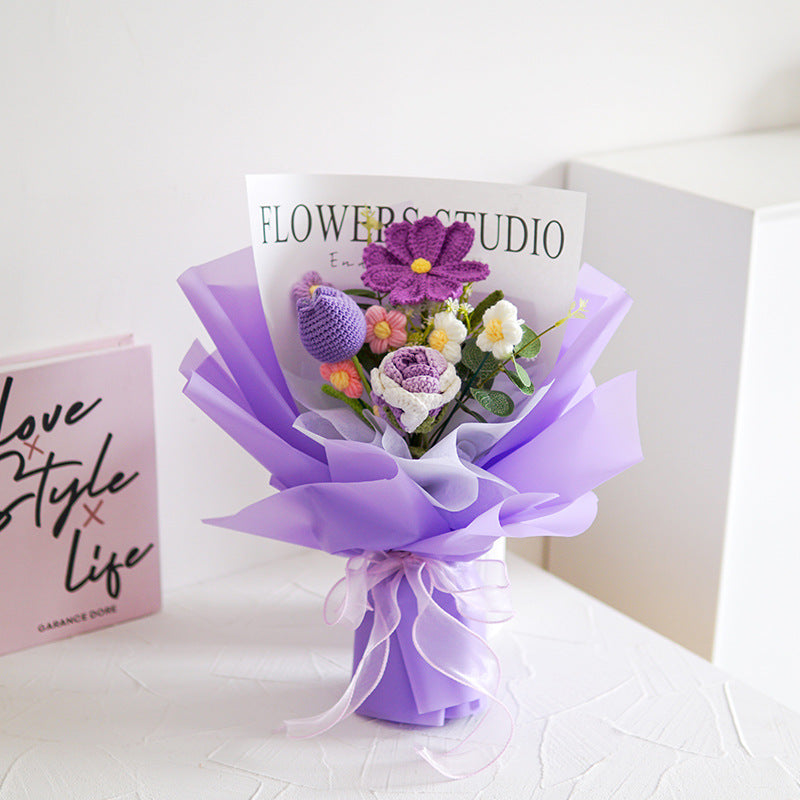 🌸50 % Rabatt! 🎉 Handgefertigter exquisiter Häkelstrauß – nur zum Muttertag, naturgetreues Design, langlebig und perfekte Heimdekoration/Geschenk ✨