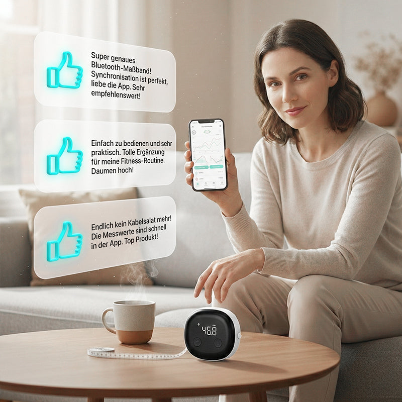 📱 Digitales Körpermaßband mit App-Sync – Präzise Körpermessung für Fitness, Diät & Training