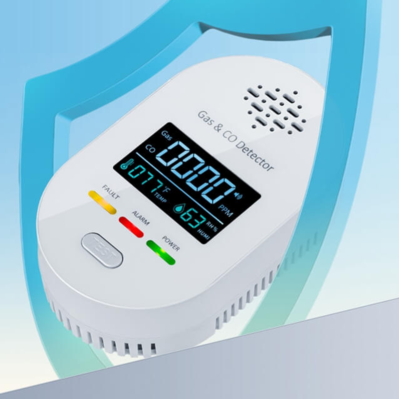 🔔 4-in-1 Gas- & CO-Melder mit LCD-Display – Temperatur- & Luftfeuchtigkeitsanzeige
