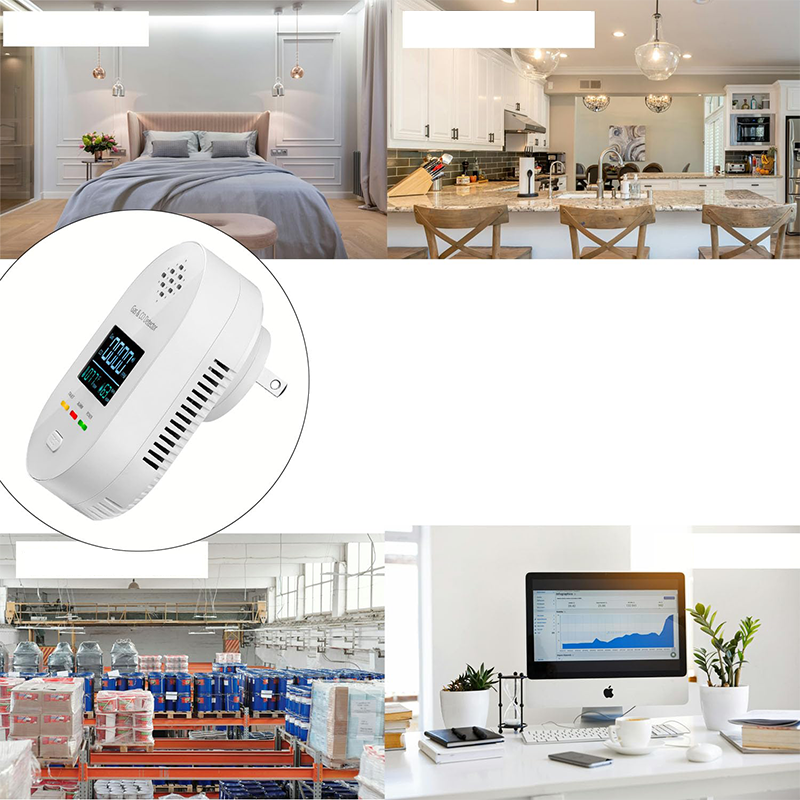 🔔 4-in-1 Gas- & CO-Melder mit LCD-Display – Temperatur- & Luftfeuchtigkeitsanzeige