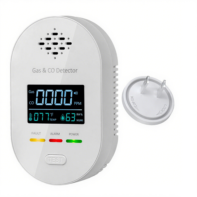 🔔 4-in-1 Gas- & CO-Melder mit LCD-Display – Temperatur- & Luftfeuchtigkeitsanzeige