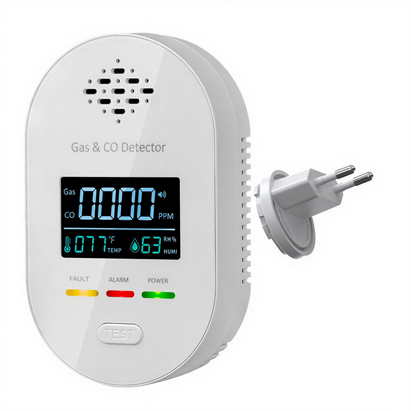 🔔 4-in-1 Gas- & CO-Melder mit LCD-Display – Temperatur- & Luftfeuchtigkeitsanzeige