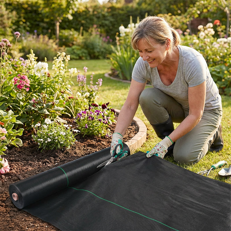 🌱 Schwarzes Unkrautvlies für Garten & Beet – Strapazierfähige Unkrautfolie