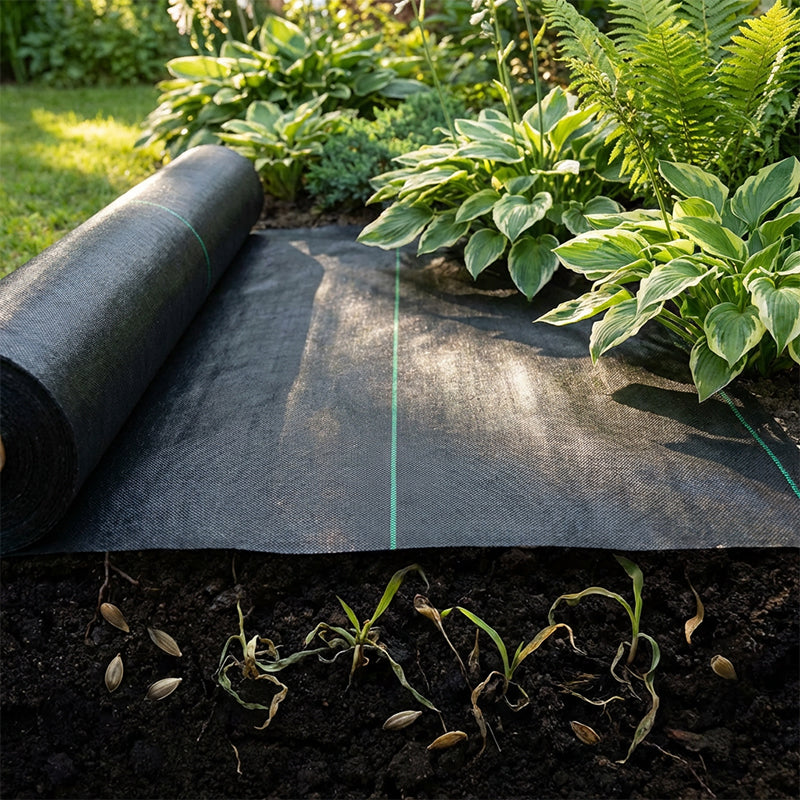 🌱 Schwarzes Unkrautvlies für Garten & Beet – Strapazierfähige Unkrautfolie