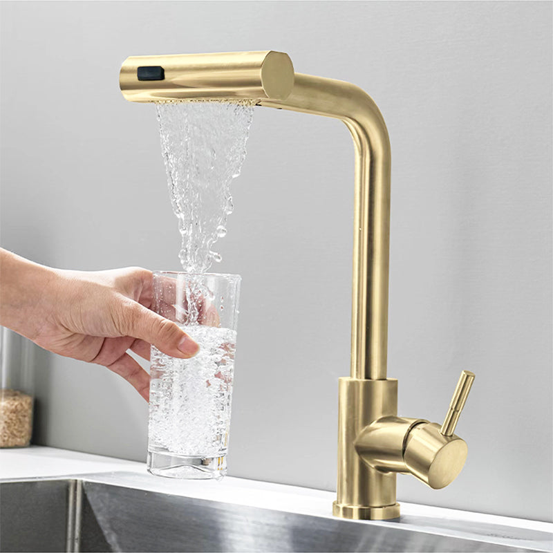 🚰✨ Edelstahl Spülbecken mit Einhebelmischer – Gebürstetes Gold, 3-Funktions Ausziehbar, Heiß & Kalt, Rotierend