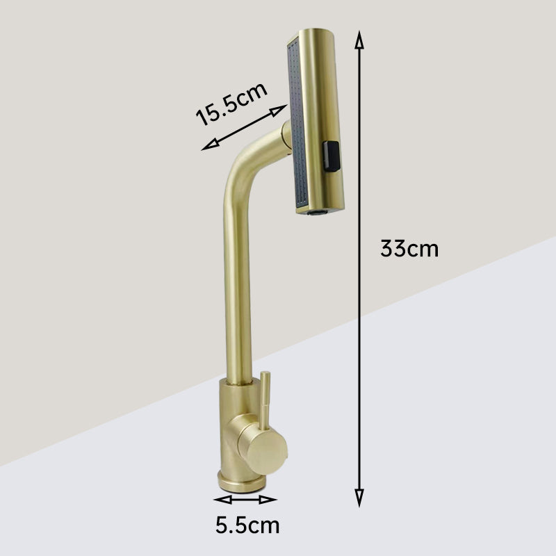 🚰✨ Edelstahl Spülbecken mit Einhebelmischer – Gebürstetes Gold, 3-Funktions Ausziehbar, Heiß & Kalt, Rotierend