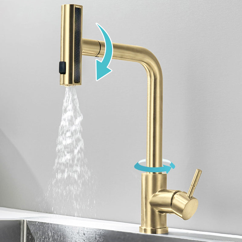 🚰✨ Edelstahl Spülbecken mit Einhebelmischer – Gebürstetes Gold, 3-Funktions Ausziehbar, Heiß & Kalt, Rotierend