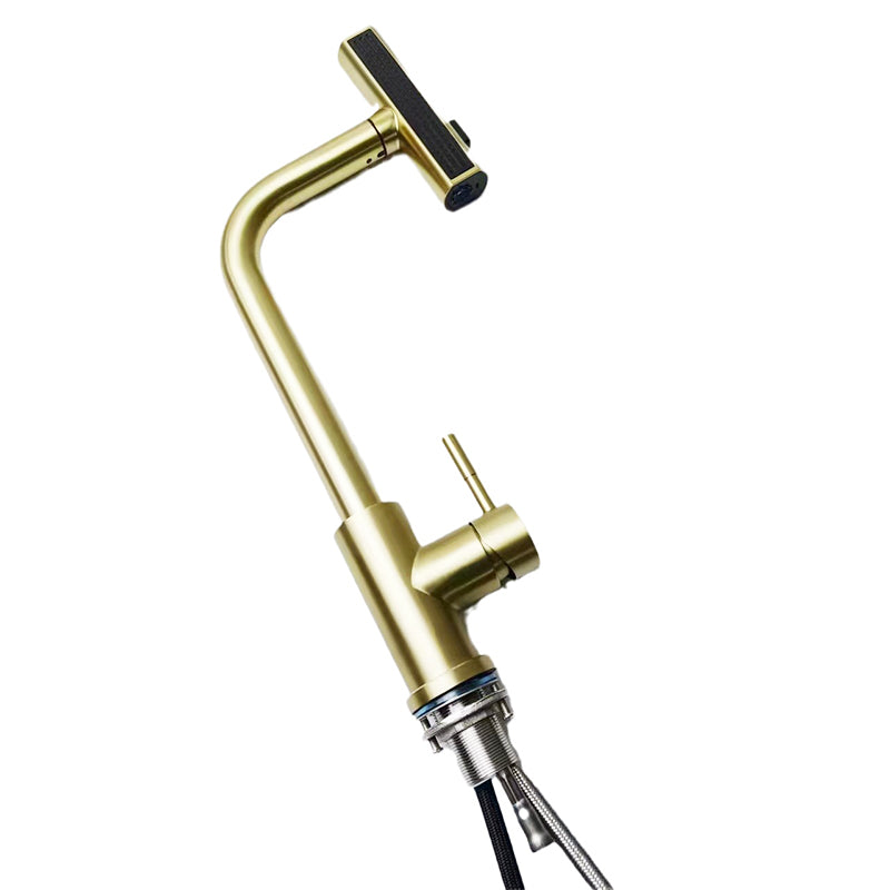 🚰✨ Edelstahl Spülbecken mit Einhebelmischer – Gebürstetes Gold, 3-Funktions Ausziehbar, Heiß & Kalt, Rotierend