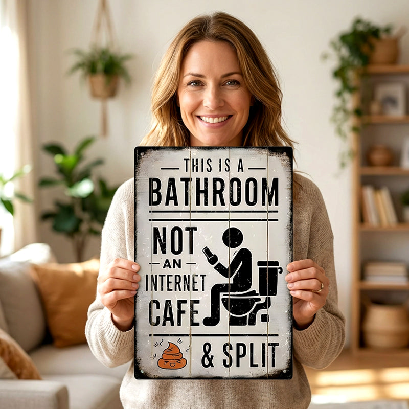 Vintage-Blechschild „Dies ist ein Badezimmer, kein Internetcafé“ & „Getrennt“-Schild – Wanddekoration für Zuhause, Bauernhaus-Waschraum, Badezimmer und Toilette, Vintage-Metallschild