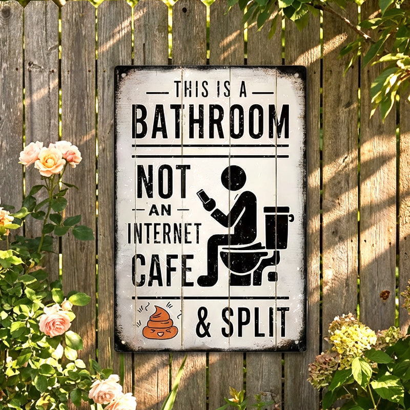 Vintage-Blechschild „Dies ist ein Badezimmer, kein Internetcafé“ & „Getrennt“-Schild – Wanddekoration für Zuhause, Bauernhaus-Waschraum, Badezimmer und Toilette, Vintage-Metallschild