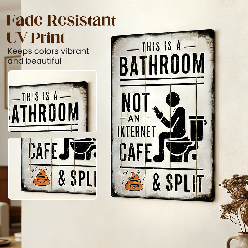 Vintage-Blechschild „Dies ist ein Badezimmer, kein Internetcafé“ & „Getrennt“-Schild – Wanddekoration für Zuhause, Bauernhaus-Waschraum, Badezimmer und Toilette, Vintage-Metallschild