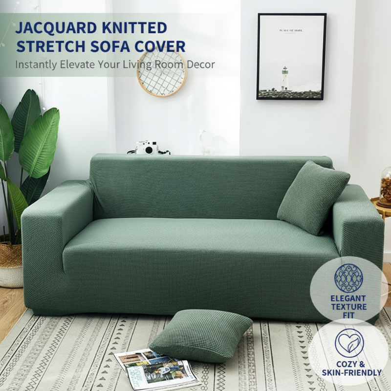 🛋️ Stretch-Sofa-Bezug mit Jacquard-Muster – Rundum-Passform für Couch & Sessel – Elastischer Möbel-Schoner in Übergröße – Waschbarer Polsterbezug