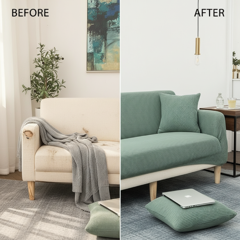 🛋️ Stretch-Sofa-Bezug mit Jacquard-Muster – Rundum-Passform für Couch & Sessel – Elastischer Möbel-Schoner in Übergröße – Waschbarer Polsterbezug