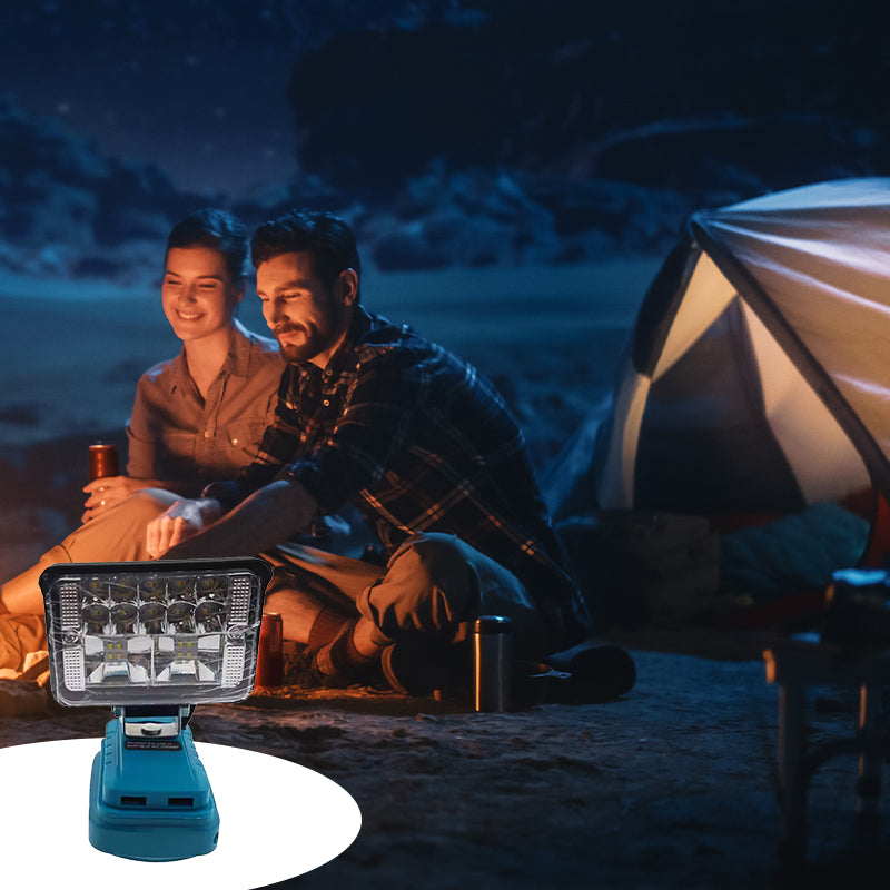 Makita 18V Arbeitslicht, 2-Modus LED Flutlicht mit zwei USB-Anschlüssen für Notfall