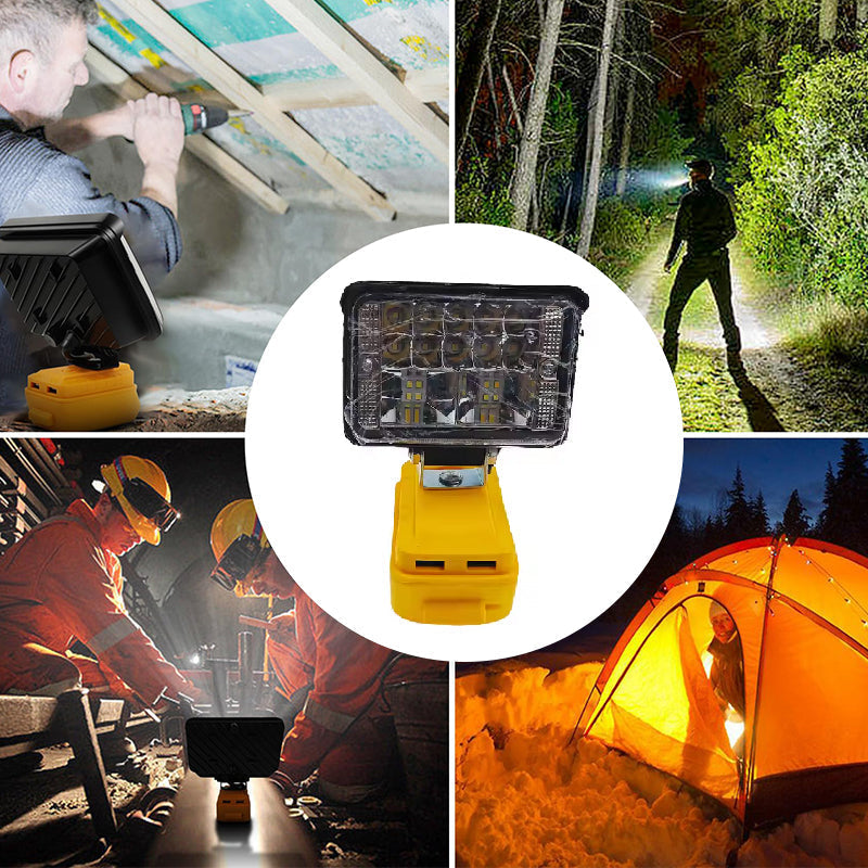 Makita 18V Arbeitslicht, 2-Modus LED Flutlicht mit zwei USB-Anschlüssen für Notfall