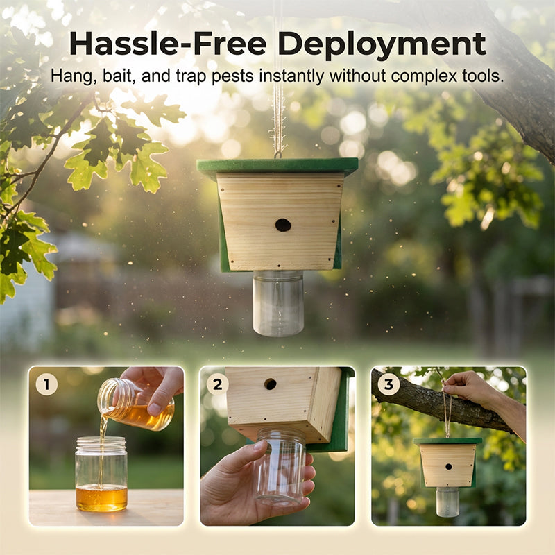 🐝🌳 Wespen- & Insektenfalle aus Holz – Effektiver Schädlingsfänger für Garten & Outdoor
