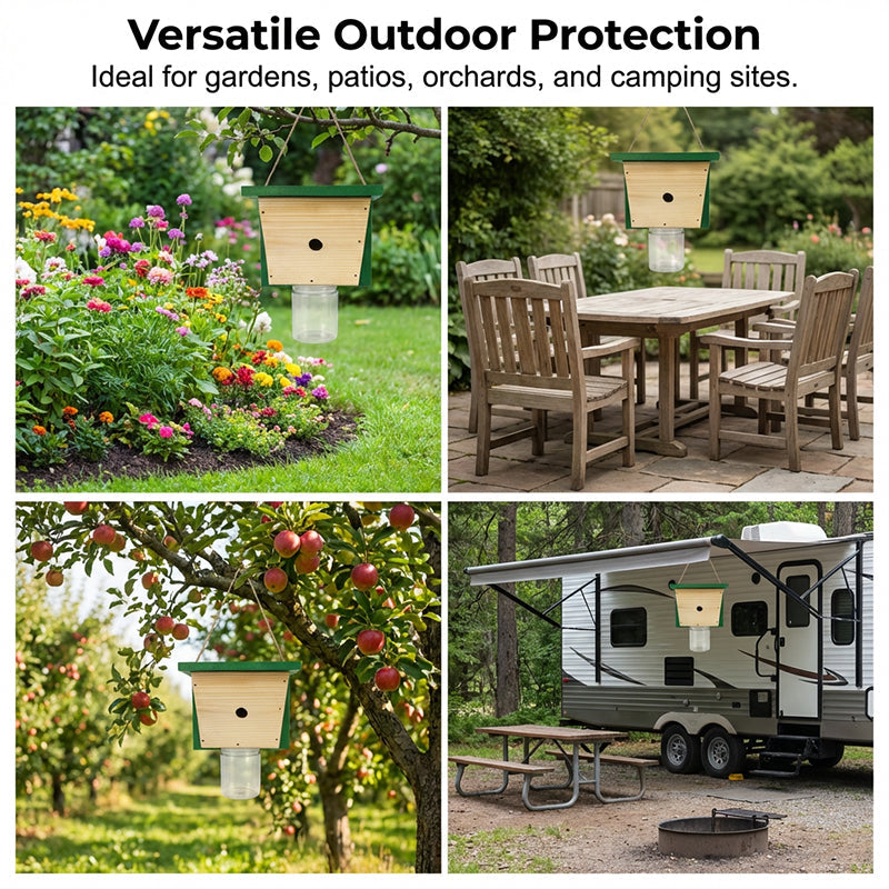 🐝🌳 Wespen- & Insektenfalle aus Holz – Effektiver Schädlingsfänger für Garten & Outdoor
