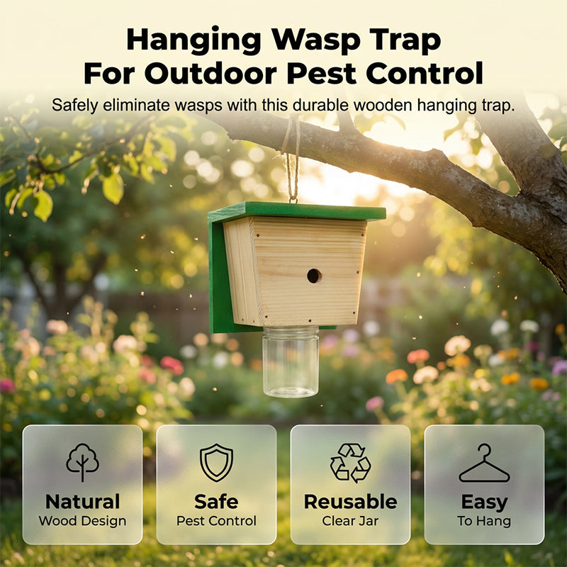 🐝🌳 Wespen- & Insektenfalle aus Holz – Effektiver Schädlingsfänger für Garten & Outdoor