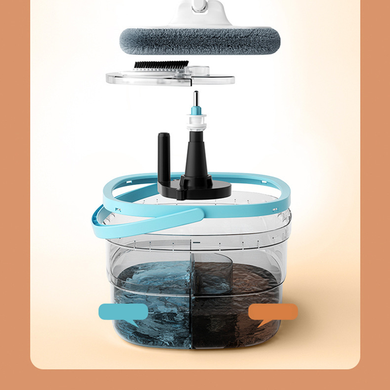 Wischmopp-Set mit Eimer und Rotationssystem, Selbstreinigung und getrennte Schmutz-/Frischwasserfunktion – praktisch für den Haushalt 🧼🪣