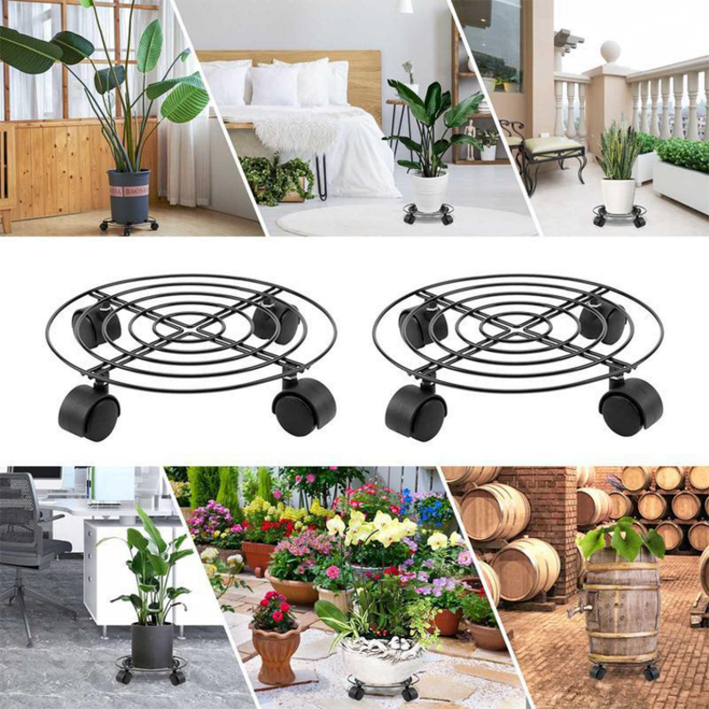 🪴🛞 Pflanzenroller aus Metall – Mit Rollen & Bremse, Hohe Tragkraft, Mobiler Blumenständer