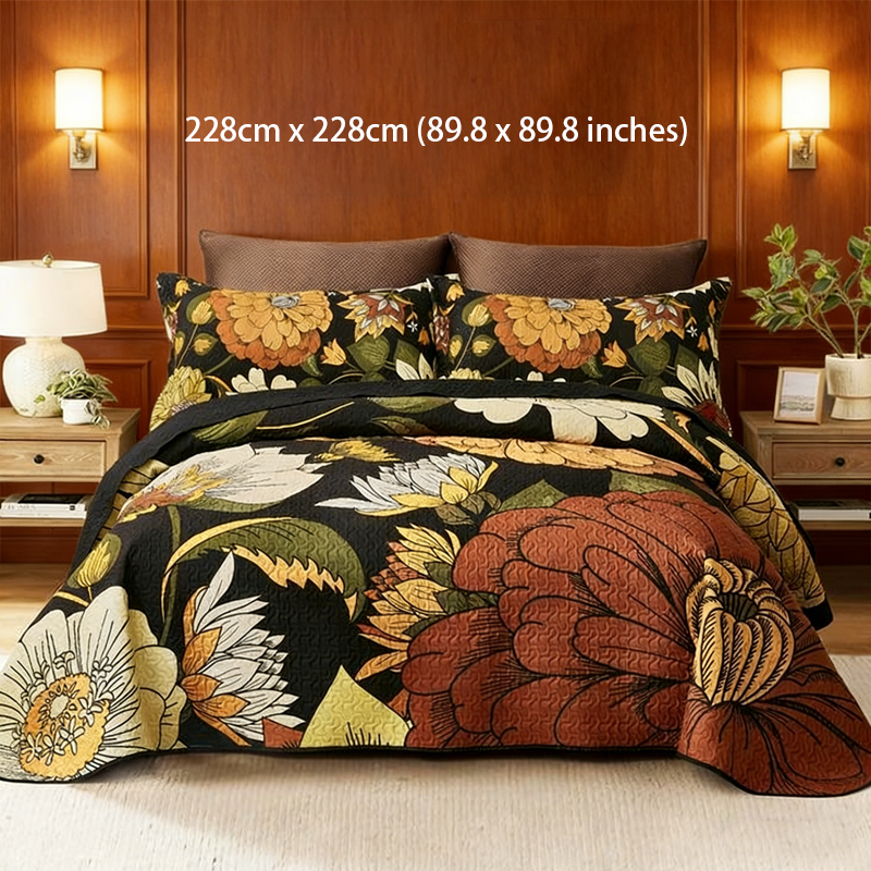 Retro-Floral-Bettwäsche 3-teiliges Set