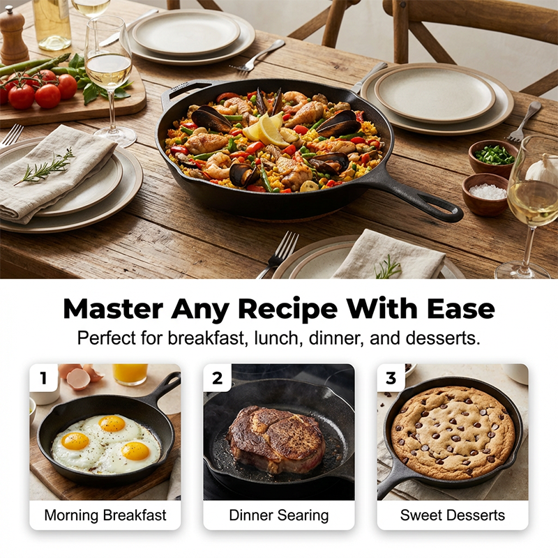 🔥Heißer Sale & 50 % Rabatt🔥Eiserne Gusspfanne ohne Beschichtung – perfekt für Steaks & Bratgerichte – robust, hitzebeständig & vielseitig