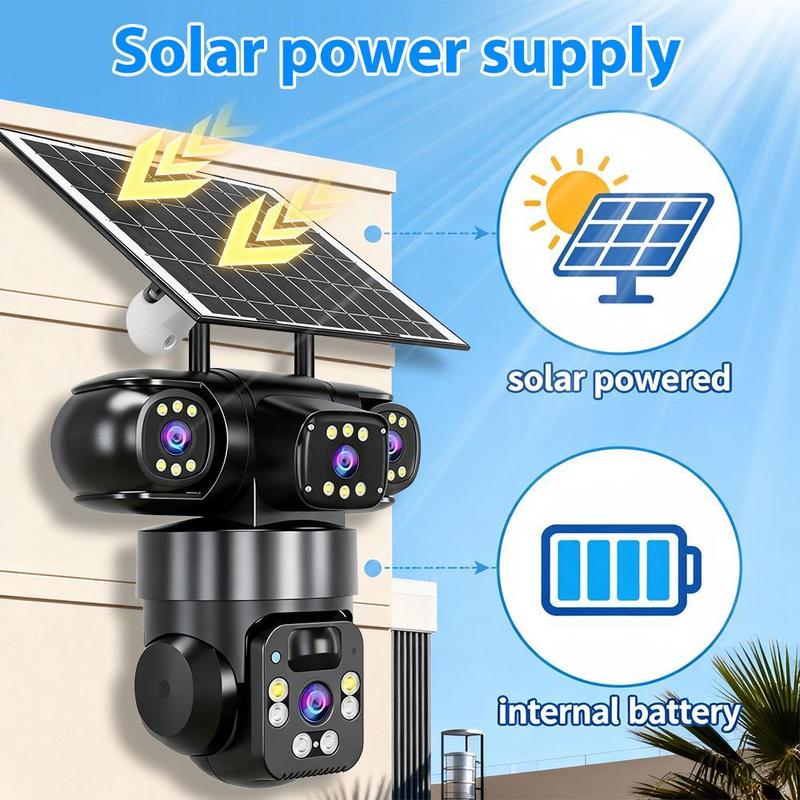Solar-Überwachungskamera V360Pro – 3 echte Linsen, Nachtsicht, wasserdicht & blitzsicher – ideal für den Außenbereich rund ums Haus