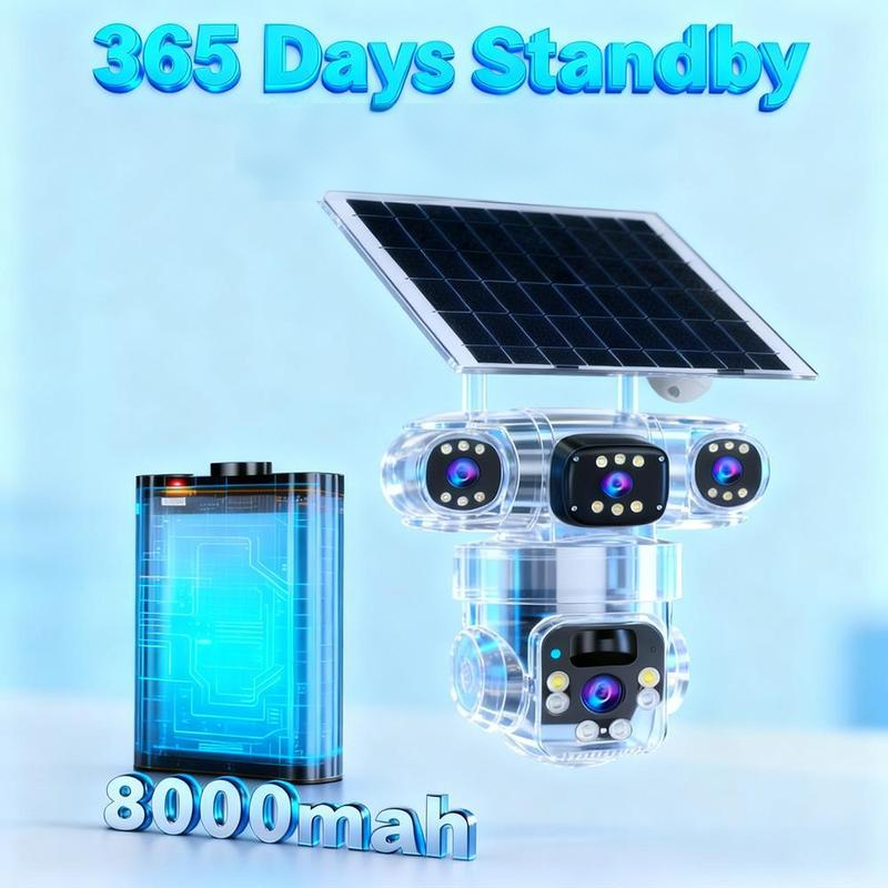 Solar-Überwachungskamera V360Pro – 3 echte Linsen, Nachtsicht, wasserdicht & blitzsicher – ideal für den Außenbereich rund ums Haus
