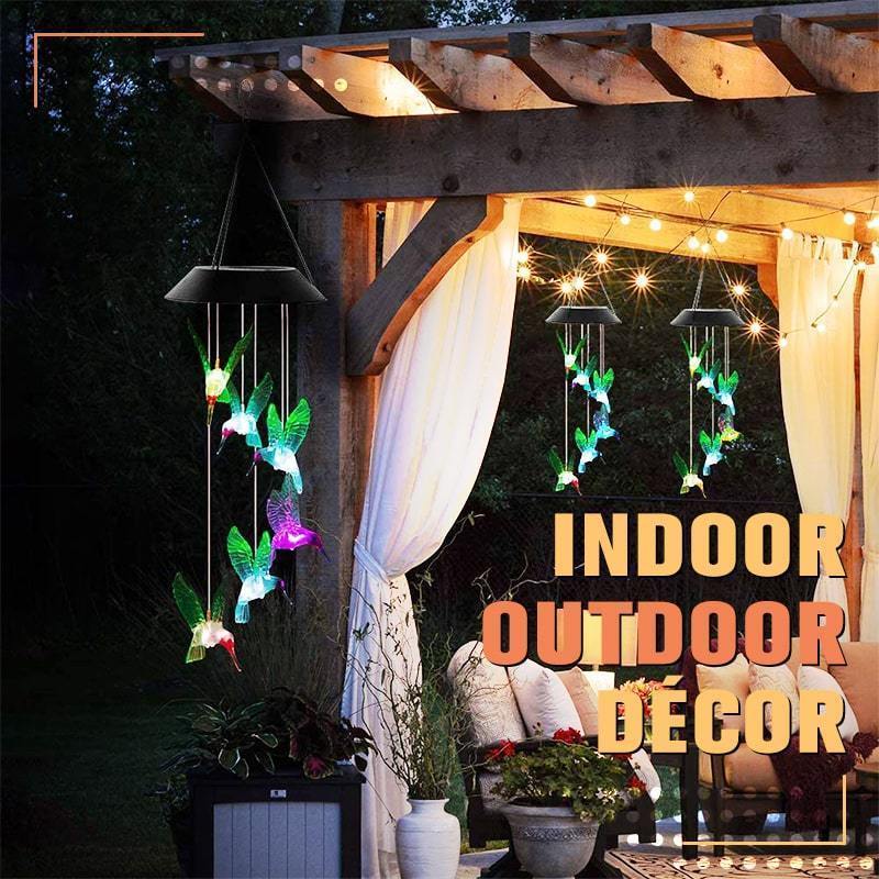 Solar LED Windspiel mit Schmetterlingen – Farbwechselnd, Herzdesign für Garten und Balkon🦋🌈