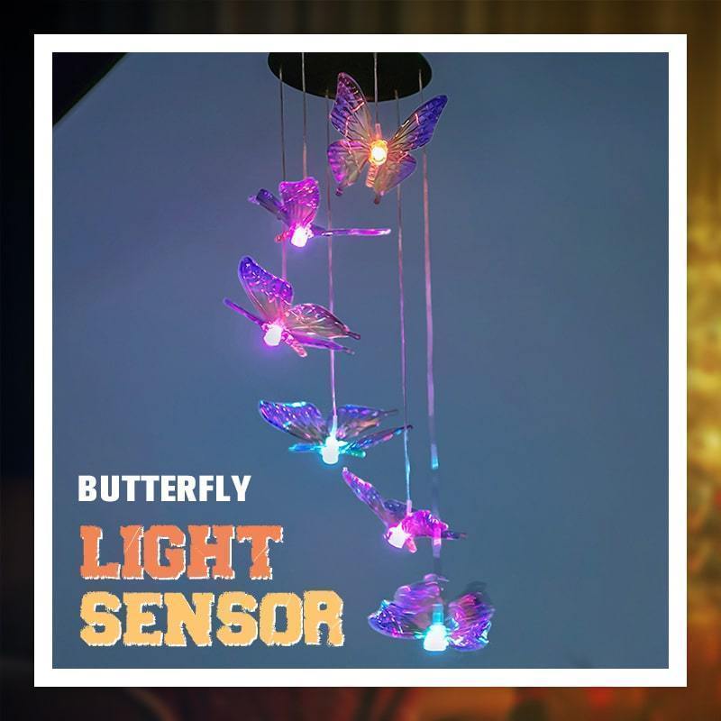Solar LED Windspiel mit Schmetterlingen – Farbwechselnd, Herzdesign für Garten und Balkon🦋🌈