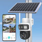 Solarbetriebene Überwachungskamera mit Akku – Dual-Objektiv, 3-geteiltes Bild, HD-Nachtsicht – per App steuerbar für Zuhause☀️🔋