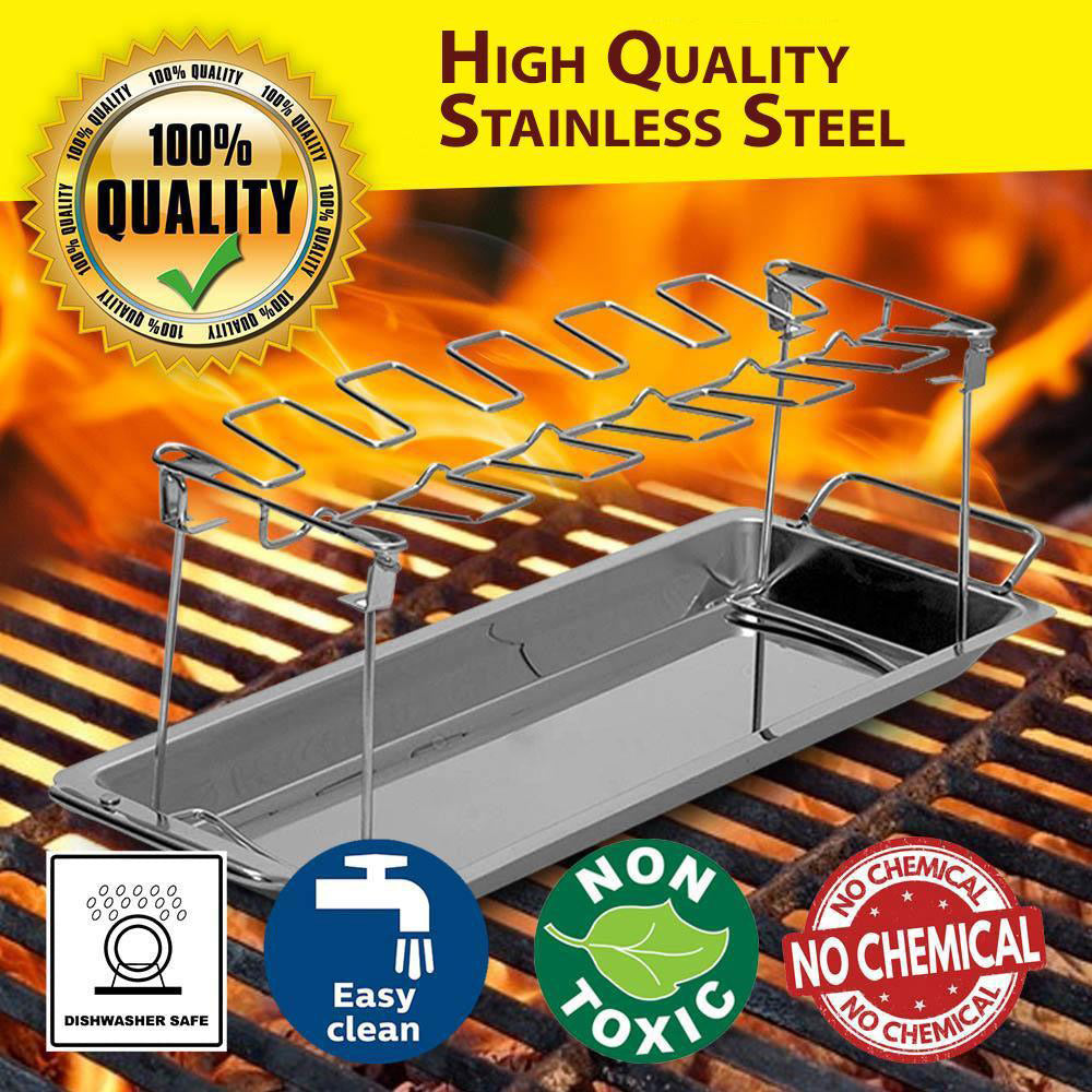 🍗 LIMITIERTES ANGEBOT 50% RABATT! ✨ Faltbarer Hähnchenschenkel-Grillhalter 🍗 Mit Auffangschale für BBQ & Ofen 🔥