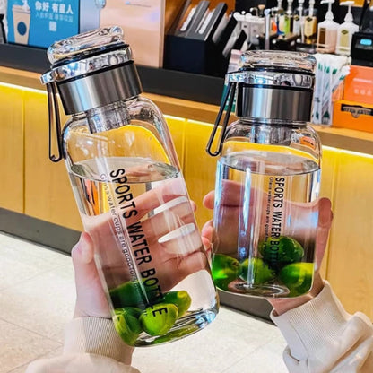 🔥 50 % Rabatt! 🥤 Große Borosilikatglas Trinkflasche mit Schutzhülle & Teesieb