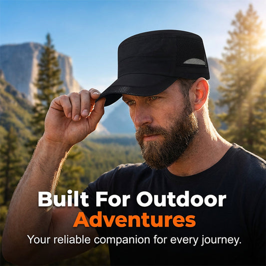 Outdoor-Flachmütze mit Mesh-Einsätzen – atmungsaktiv, leicht & bequem – ideal für Wandern, Golf & Alltag🧢⛳