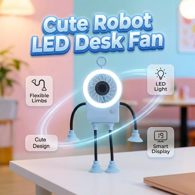 📢Mid-Season Sale: −50% nur für kurze Zeit⏰🤖 LED-Handventilator mit digitaler Anzeige – niedliches Roboter-Design, für Schreibtisch & unterwegs, ideal für heiße Tage 🌬️✨