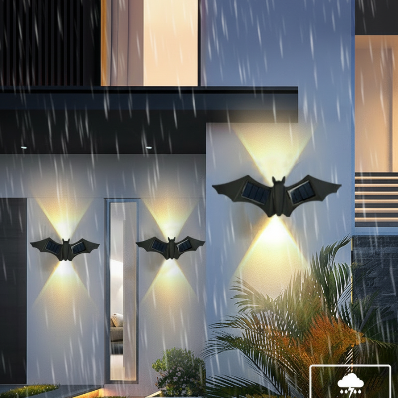Solartier-Wandleuchte mit Schmetterling & Fledermaus – wasserdicht, LED & energiesparend – dekorativ für Garten, Terrasse & Hauswand🦋💡