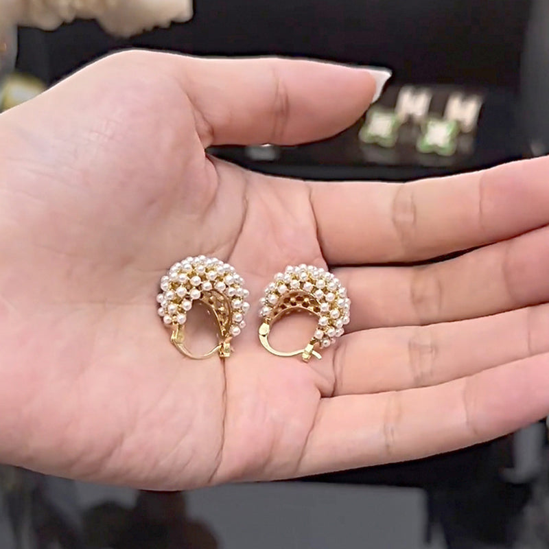 💫 50 % RABATT 💎 Französische Perlen-Ohrringe – elegant, vielseitig & zeitlos, Luxus-Ohrclips für Damen